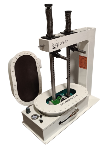 double shoe pneumatic press prasa pneumatyczna szewska klejenie podeszw butow cobbler machine naprawa obuwia warsztat szewski shoe repair sole press industrial narzedzia kaletnicze produkcja made in poland profesjonalna maszyna Shoelovers.pl