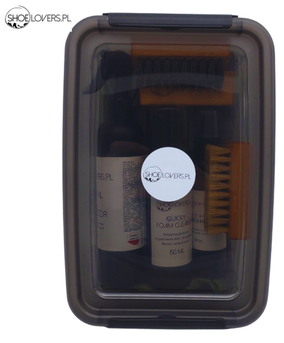 zestaw czyszczenia zamsz nubuk kompletny box pielęgnacja obuwia suede nubuck cleaning kit impregnacja szczotki mikrofibra pianka cleaner odswiezacz buty renowacja ochrona material suede care premium profesjonalny zestaw Shoelovers.pl