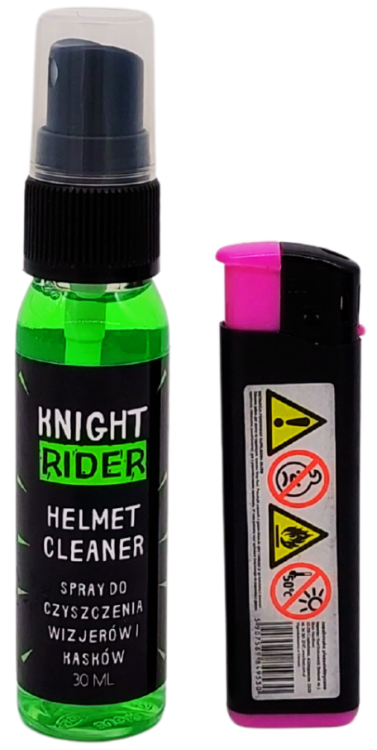 helmet cleaner spray czyszczenie kasku wizjera motocyklowego narciarskiego snowboardowego gogli szyb motocykla okularow usuwanie owadow zabrudzen helmet visor cleaner motocykl akcesoria moto outdoor preparat premium Knight Rider 30 100 ml