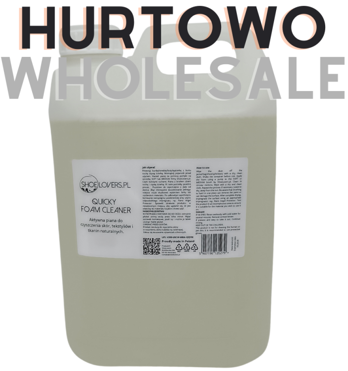 quicky foam cleaner 5000 ml 5L aktywna piana do czyszczenia skór i tekstyliów butów torebek tapicerki mebli skóry shoelovers shoelovers.pl