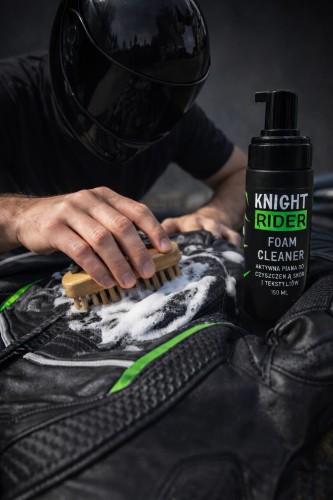 Knight Rider pianka do czyszczenia skór i tekstyliów 150ml kombinezonu motocyklowego kurtki butów motocyklisty moto motocykl bmw yamaha honda suzuki motocyklista motocyklistka motocykl