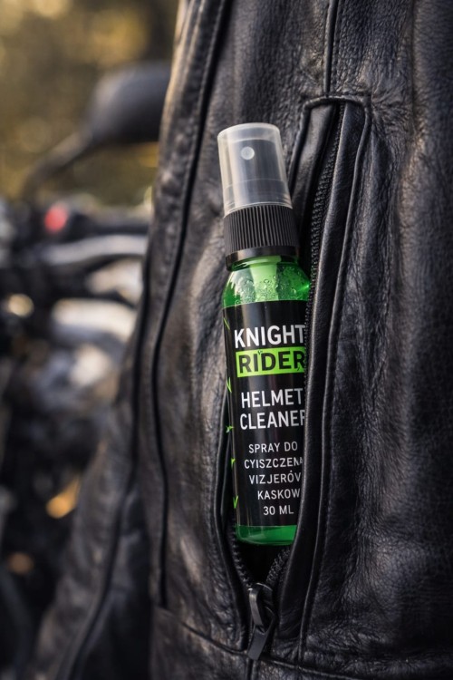 zestaw turystyczny czyszczenia kasku motocyklowego wizjera helmet cleaner travel kit moto akcesoria usuwanie owadow zabrudzen szyb gogli okularow motocykl narciarski snowboardowy visor cleaning spray outdoor preparat premium Knight Rider 30 100 ml